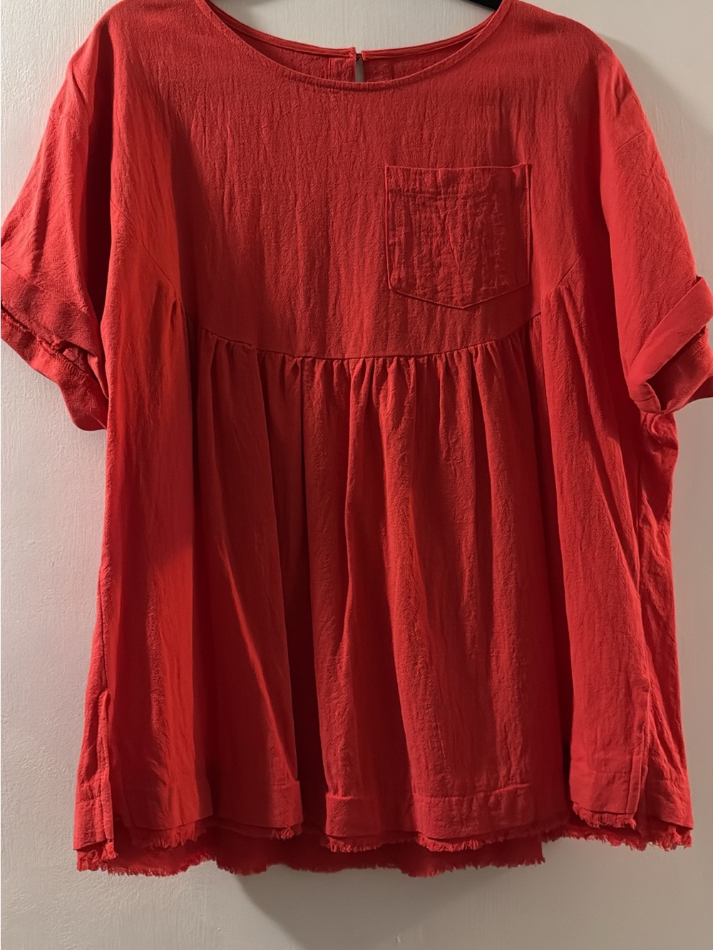Bright Red Babydoll Tunic Top
